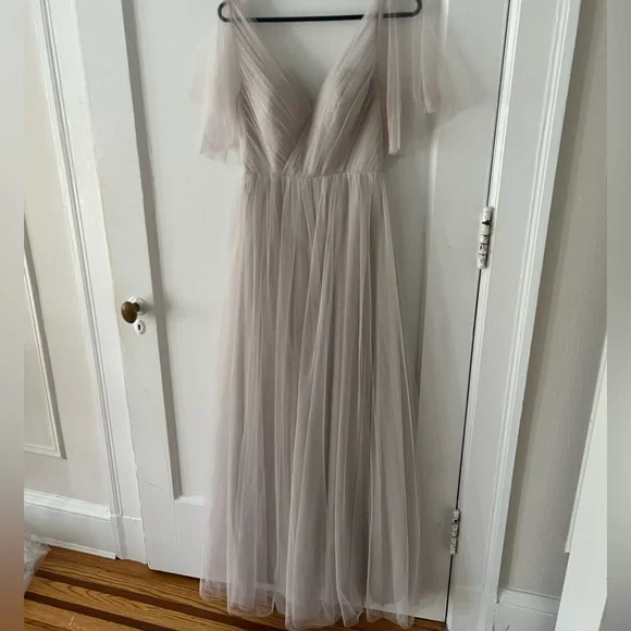 thea bridesmaid dress Thea Off the Shoulder Slit Chiffon Bridesmaid Dress